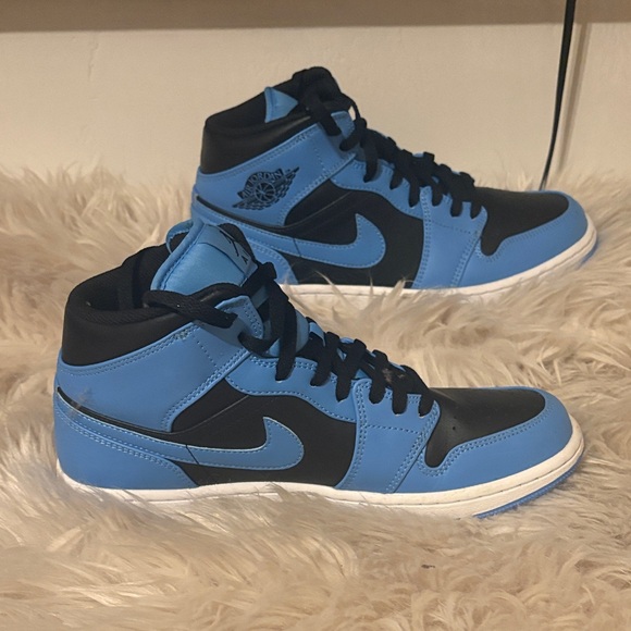 Air Jordan Blue and Black High-Top Sneakers - Picture 2 of 11
